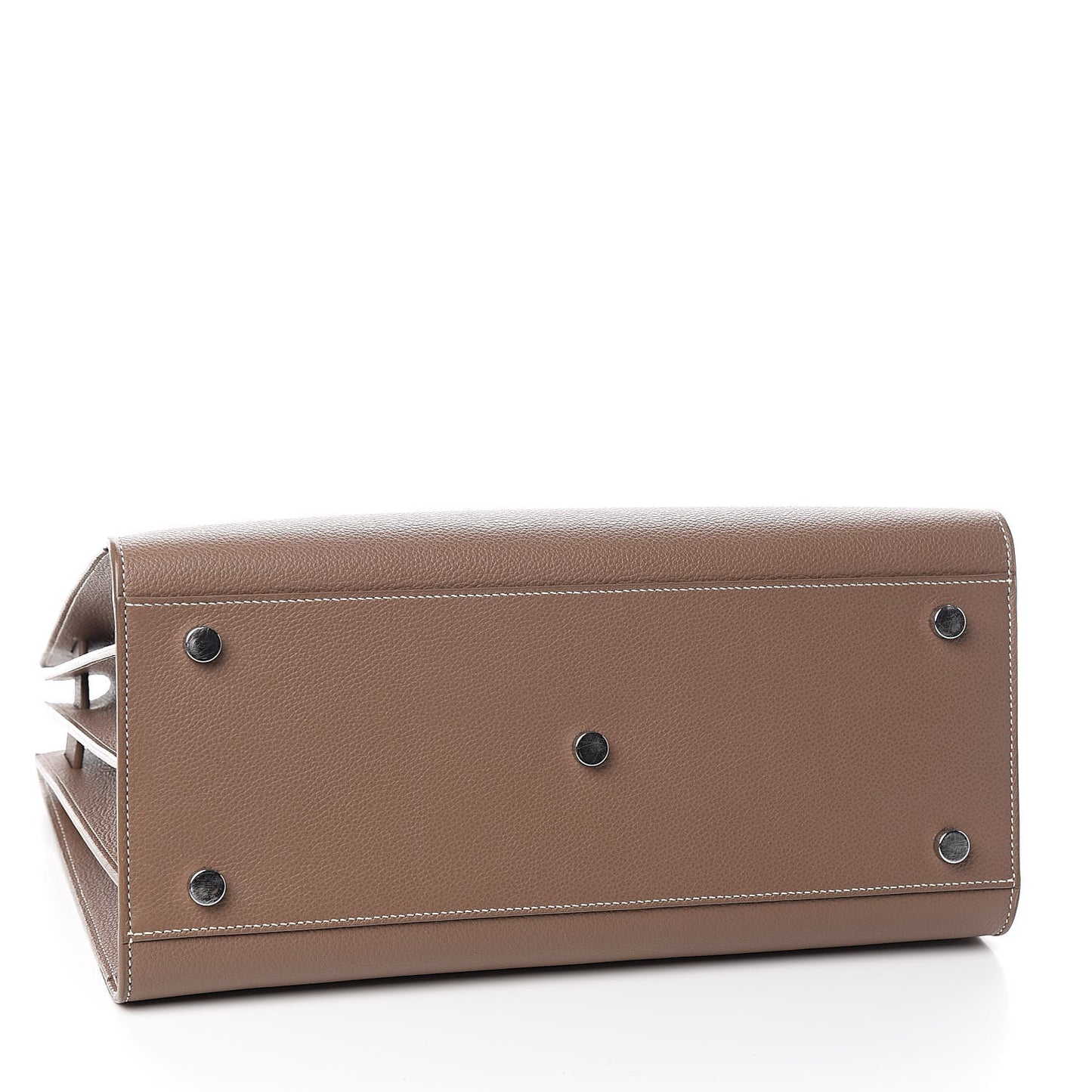 Grained Calfskin Topstitch Small Classic Sac De Jour Taupe