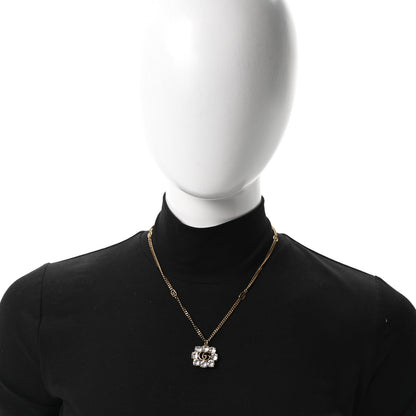 Gucci Crystal Embellished Double G Necklace Aged Gold 2 of 5