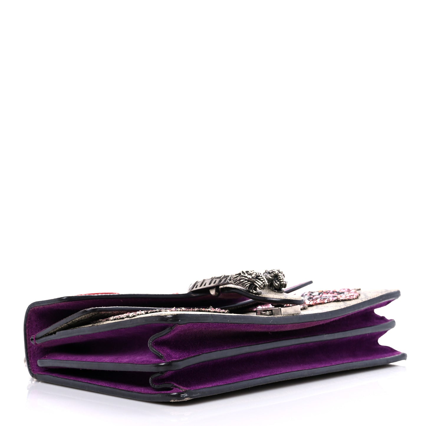 GG Supreme Monogram Embroidered Small Dionysus Shoulder Bag Purple