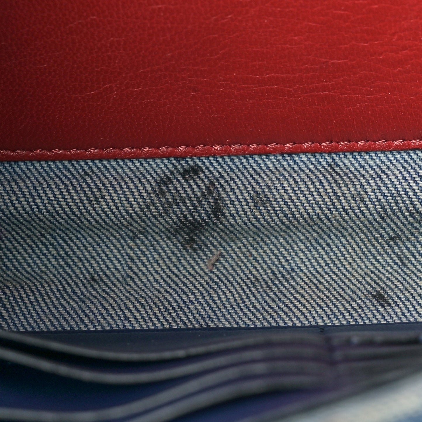 Denim Rockstud Spike Wallet on Chain Blue