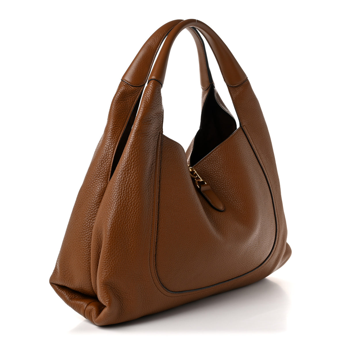 Grained Calfskin Softbit Maxi Shoulder Bag Brown