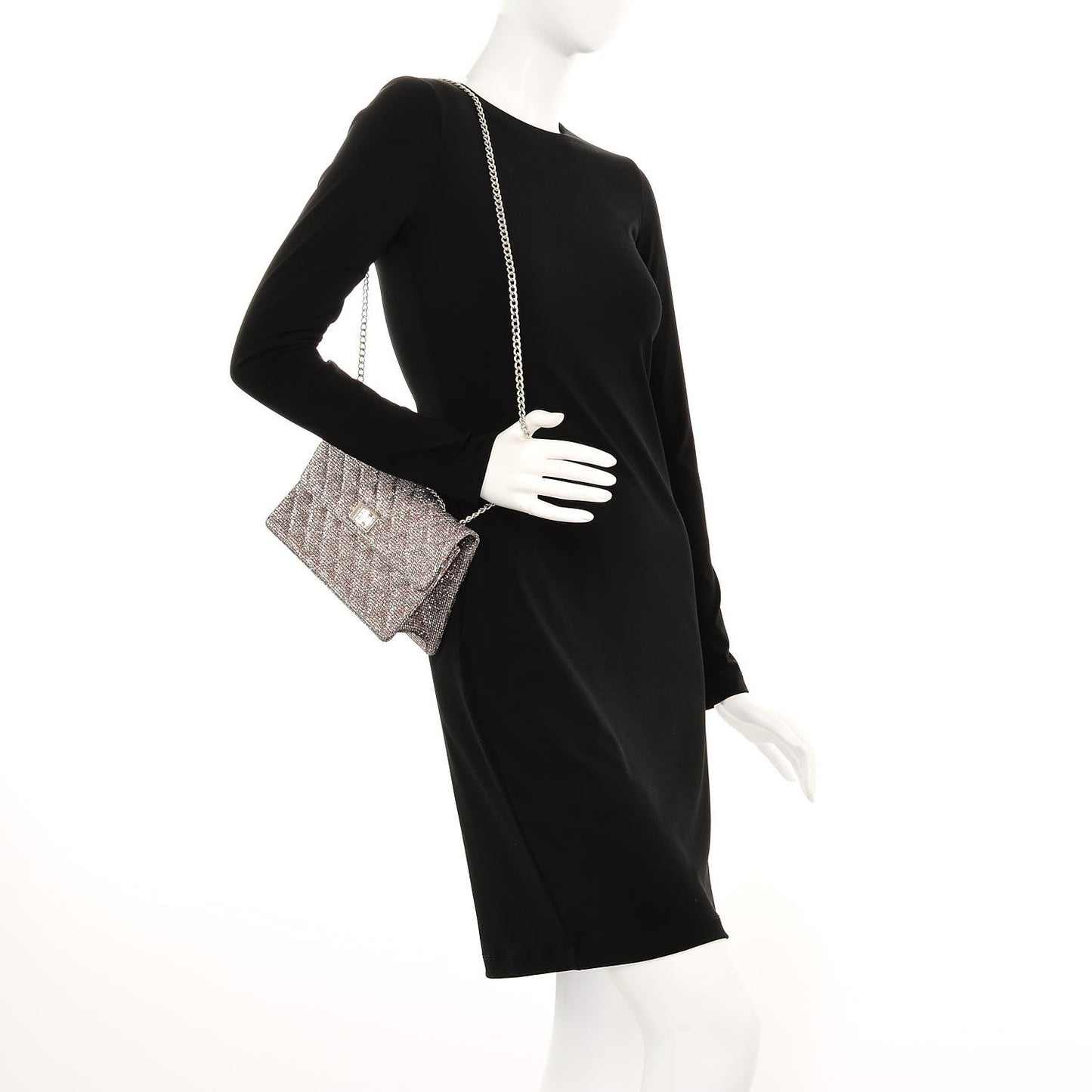Crystal Quilted Mademoiselle Reissue 2.55 Flap Silver
