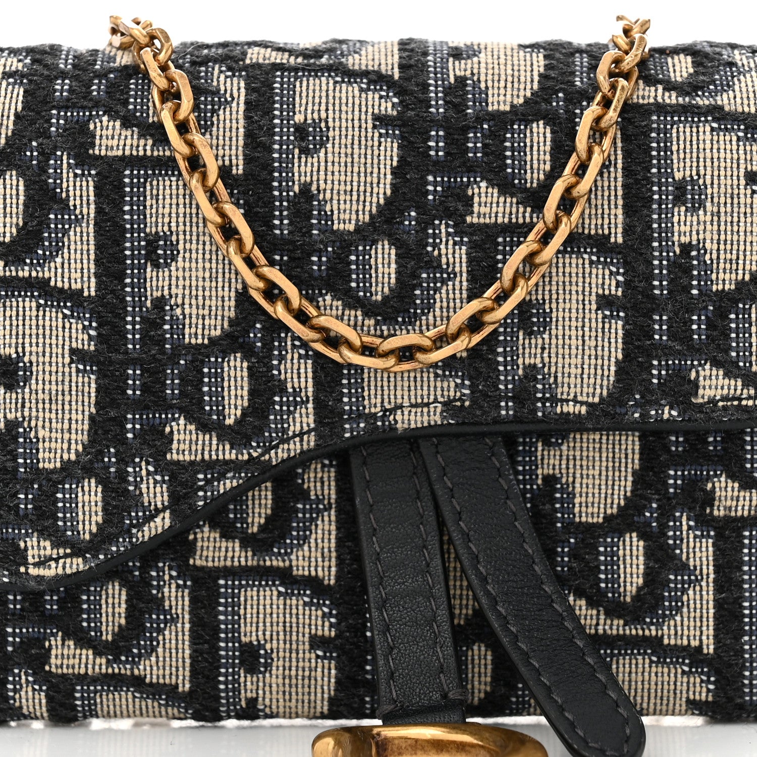 Christian Dior Oblique Nano Saddle Chain Pouch Blue 9 of 12