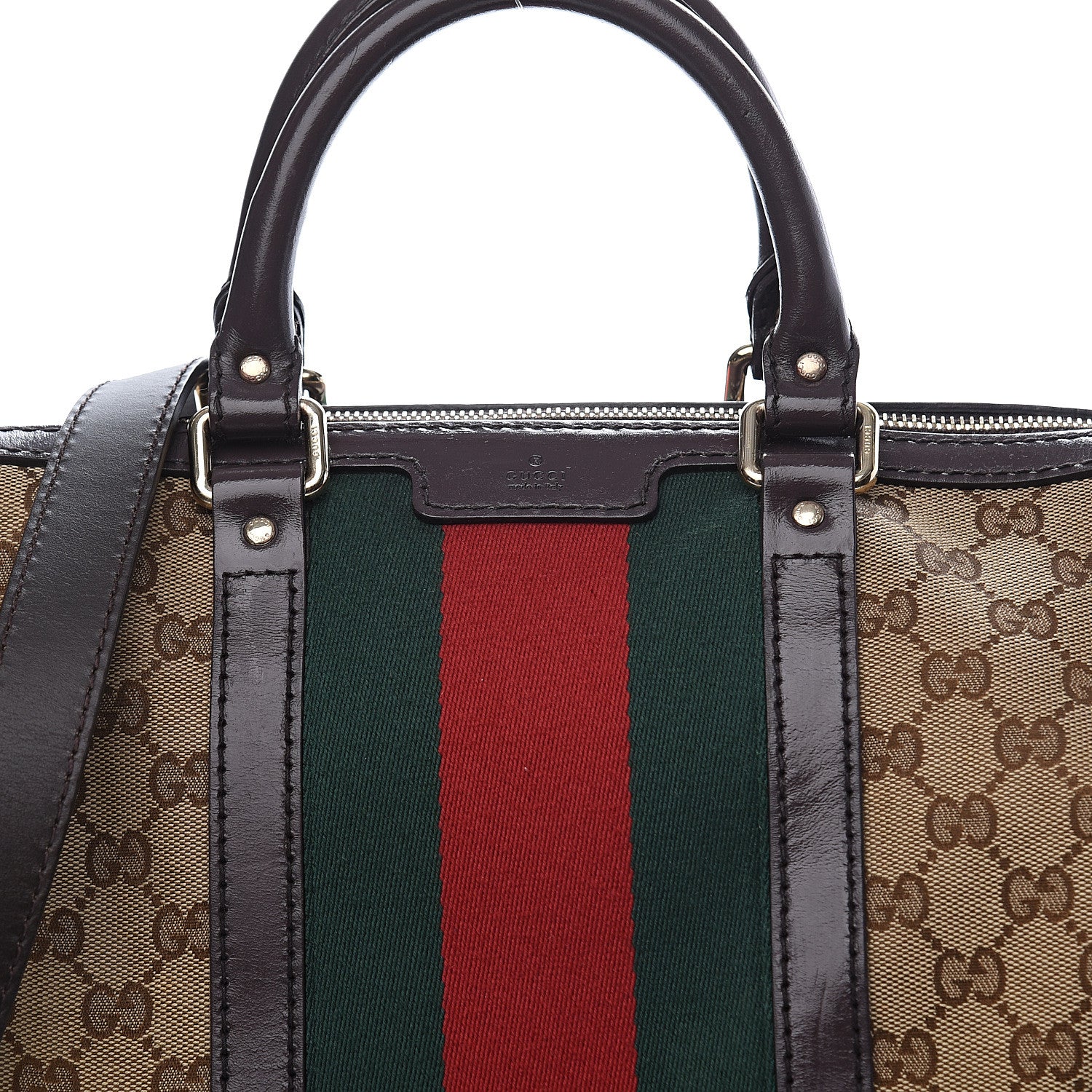 Gucci Monogram Vintage Web Medium Boston Dark Brown 7 of 9
