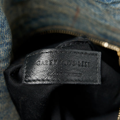 Saint Laurent Denim Quilted Medium Loulou Puffer Monogram Chain Satchel Blue Cinnamon 7 of 11