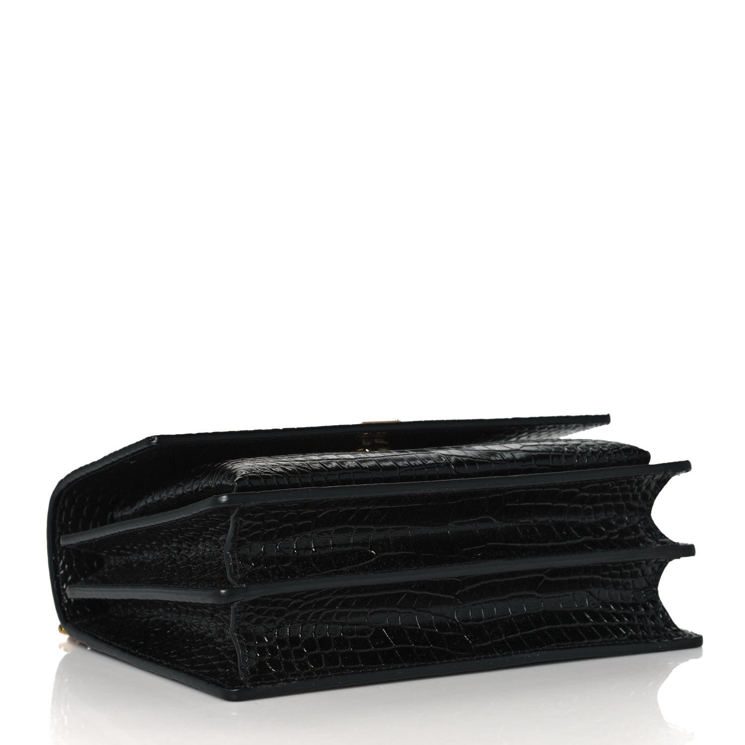 Saint Laurent Calfskin Crocodile Embossed Medium Monogram Sunset Black 3 of 7