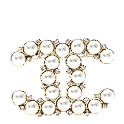 Chanel Crystal Pearl CC Brooch Gold 1 of 5