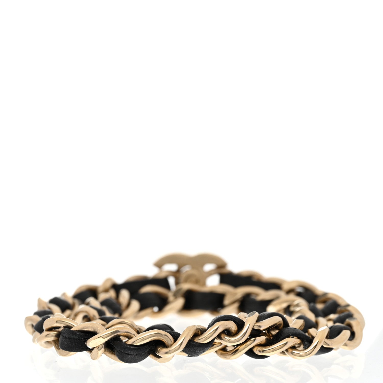 Chanel Lambskin CC Turnlock Double Chain Bracelet Black Gold 3 of 4