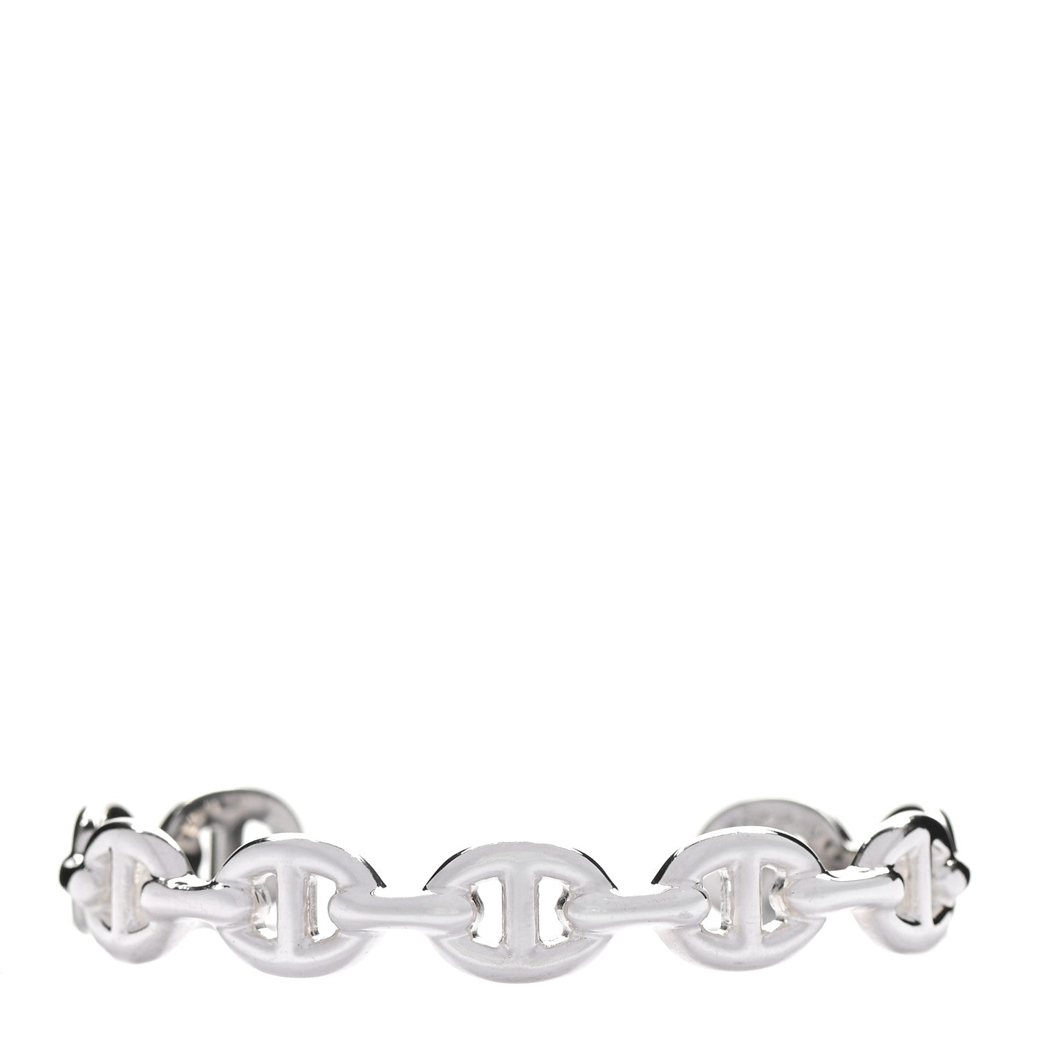 Hermes Sterling Silver MM Chaine d'Ancre Enchainee Cuff Bracelet SH 1 of 5