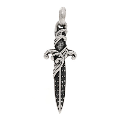 David Yurman Sterling Silver Black Diamond Waves Dagger Amulet Pendant 1 of 4