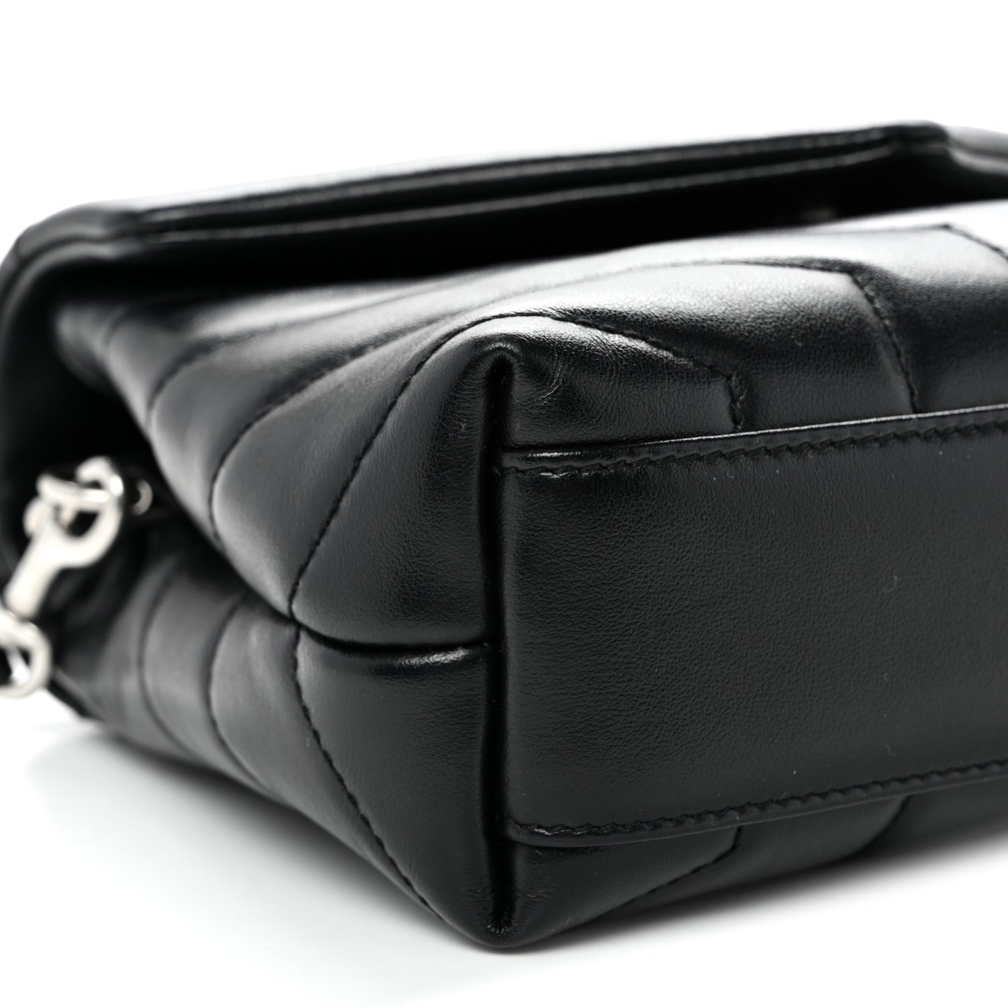 Calfskin Y Quilted Monogram Toy Loulou Crossbody Bag Black