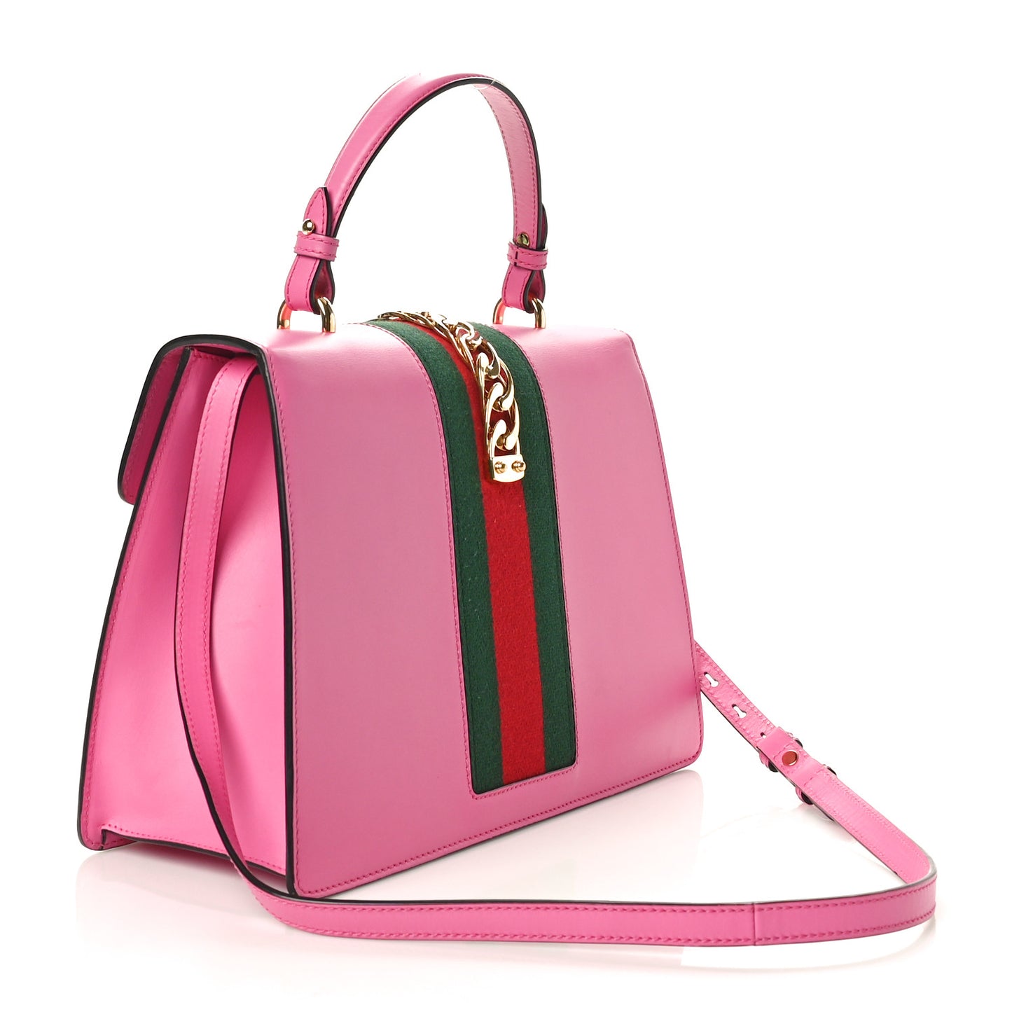 Vitello Fontanella Web Medium Sylvie Top Handle Bag Pink Tropical Flower