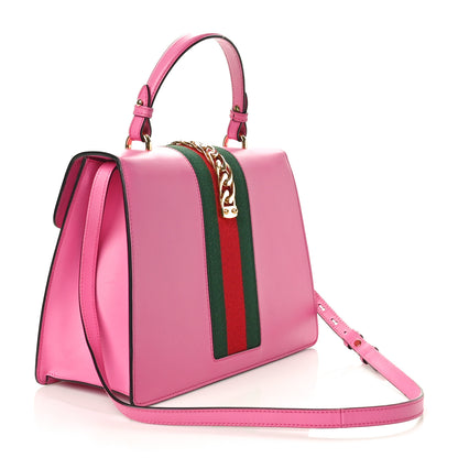 Gucci Vitello Fontanella Web Medium Sylvie Top Handle Bag Pink Tropical Flower 3 of 11
