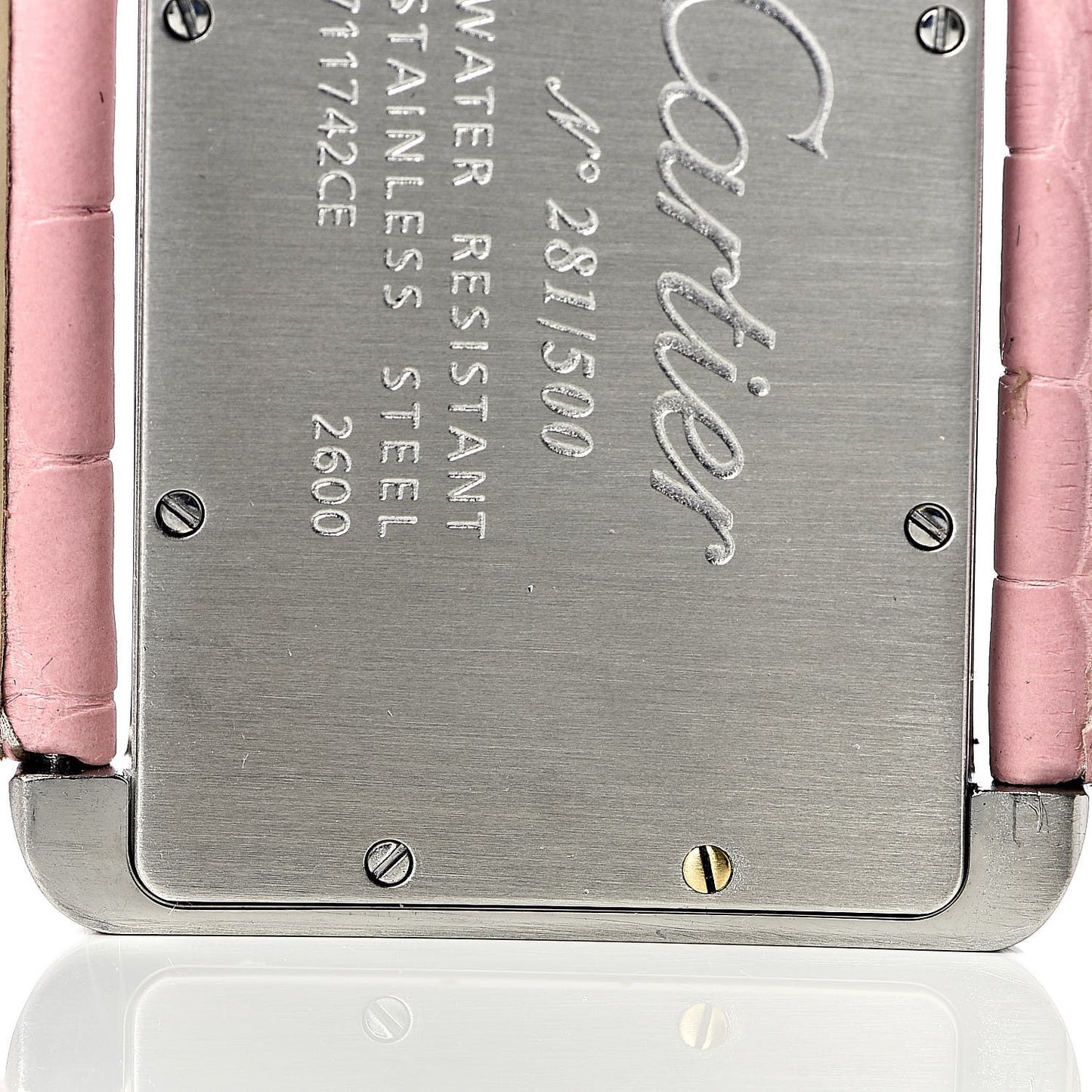 Stainless Steel Crocodile Mother of Pearl 38mm Tank Divan Quartz Watch Pink