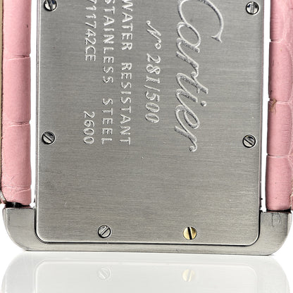 Cartier Stainless Steel Crocodile Mother of Pearl 38mm Tank Divan Quartz Watch Pink 8 of 10