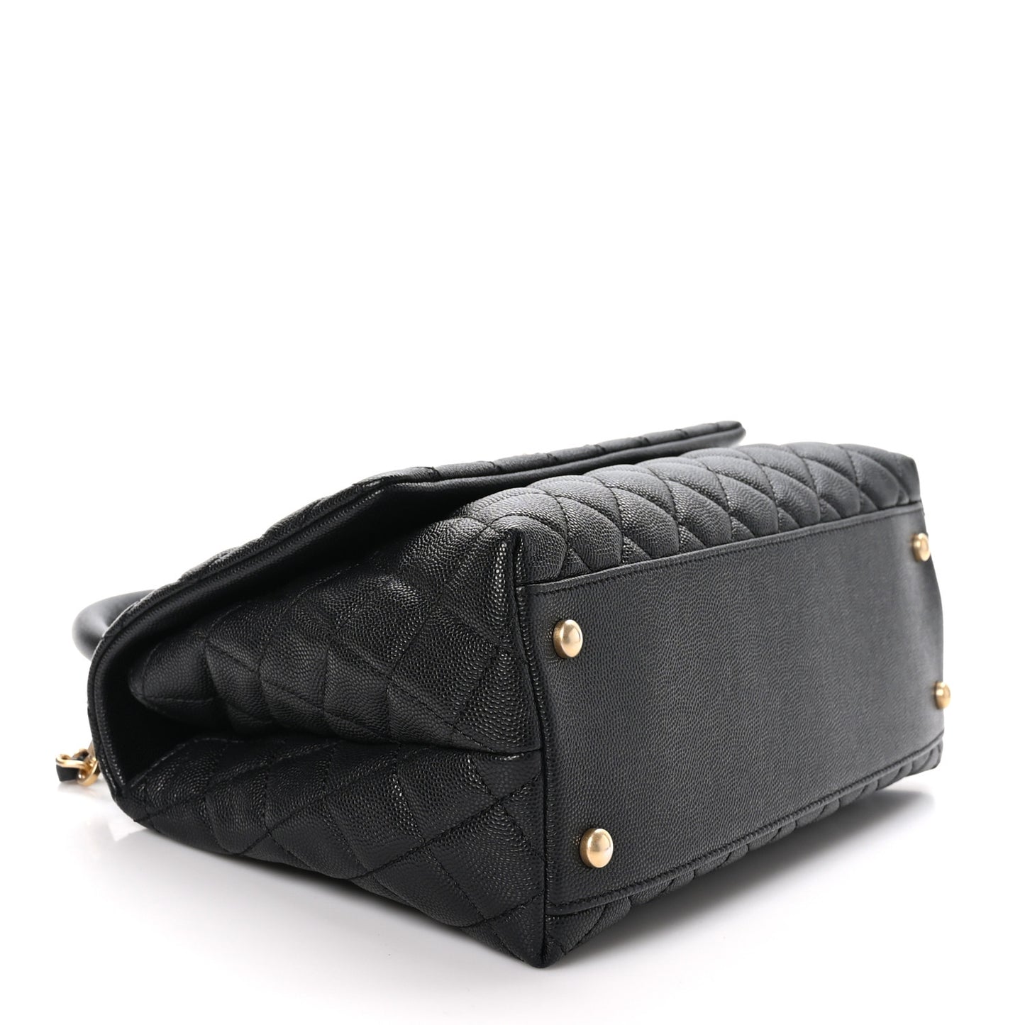Caviar Quilted Small Coco Handle Flap Black