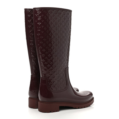 Louis Vuitton Rubber Embossed Monogram Splash Rain Boots 41 Burgundy 4 of 8