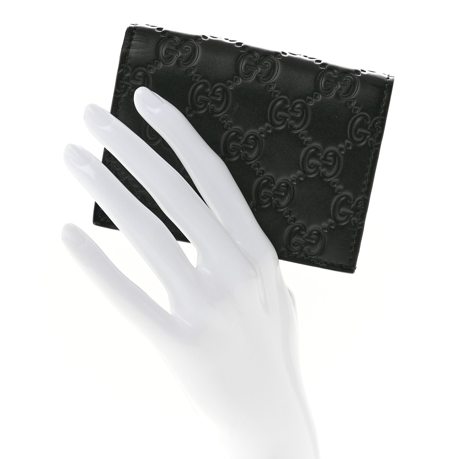 Gucci Guccissima Card Case Wallet Black 2 of 8