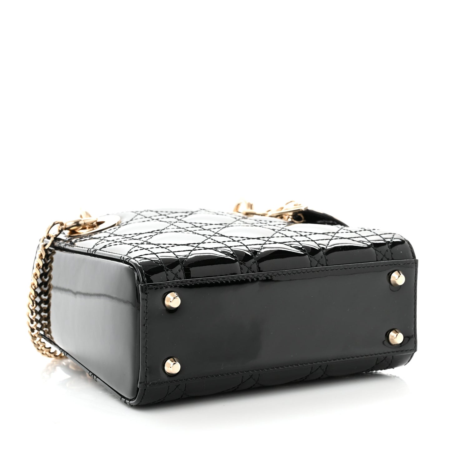Patent Cannage Mini Lady Dior Black