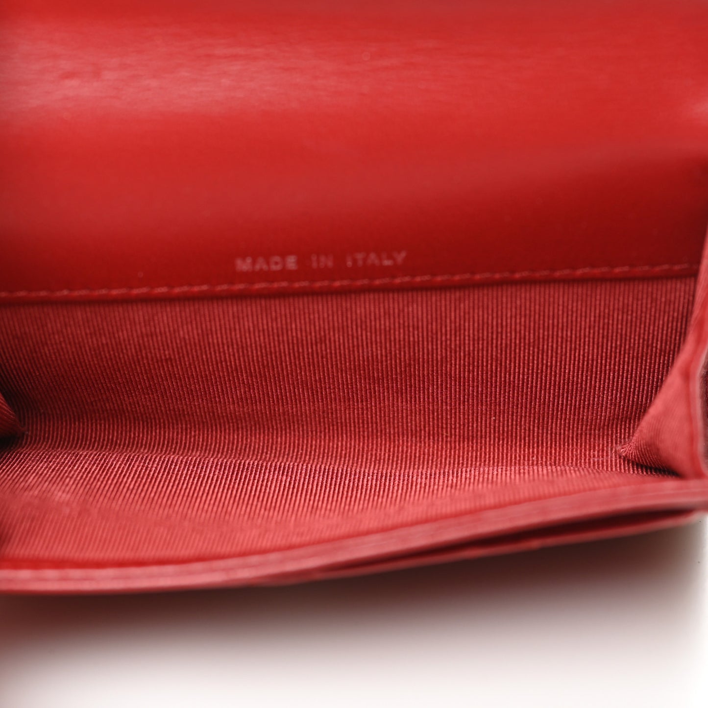 Lambskin Quilted Flap Card Holder Red