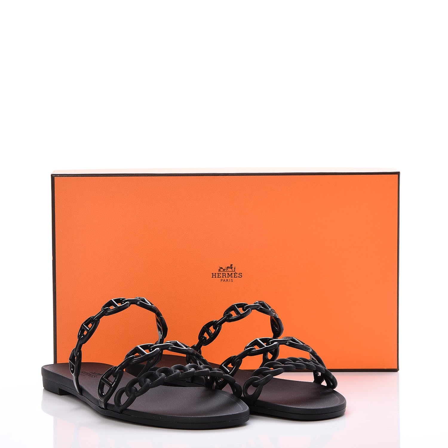 Hermes Rubber Chaine d'Ancre Rivage Sandals 37 Black 8 of 8