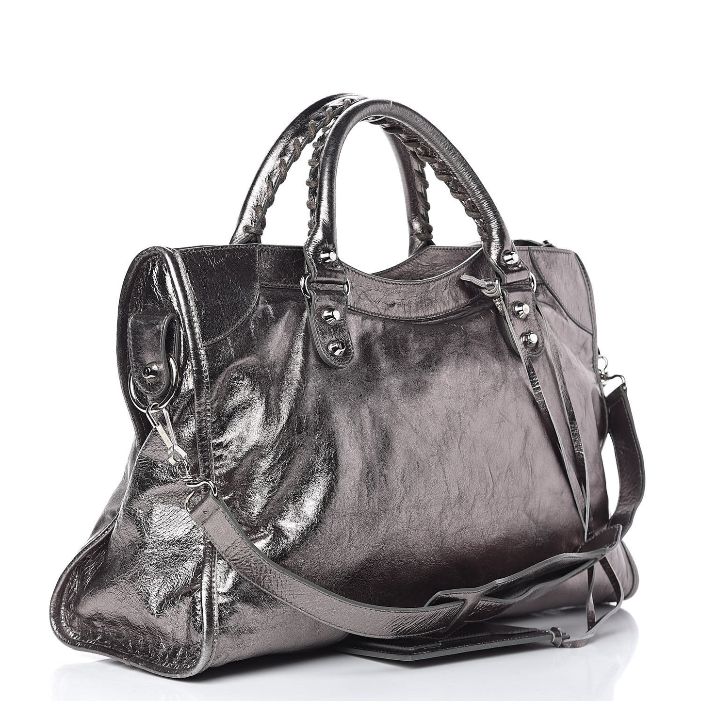 Metallic Agneau Classic Silver Hardware City Pewter