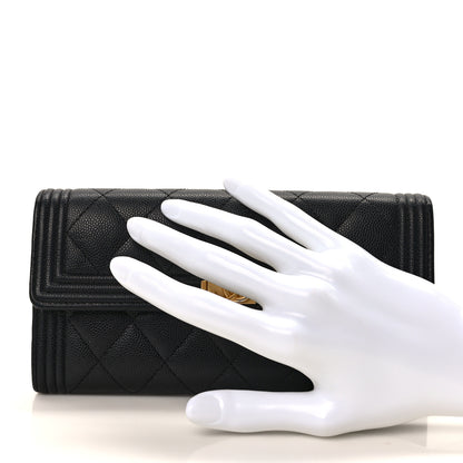 Chanel Caviar Quilted Large Boy Gusset Flap Wallet Black 2 of 9