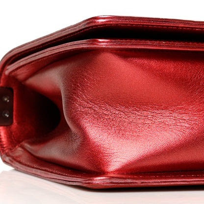 Chanel Metallic Patent Calfskin Quilted Medium Boy Flap Red 8 of 12