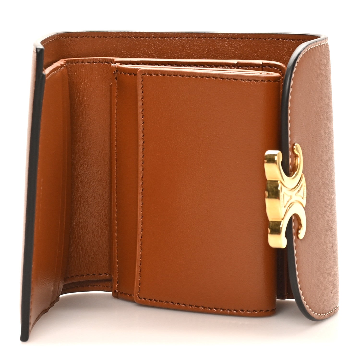 Celine Shiny Smooth Lambskin Small Triomphe Wallet Tan 5 of 9