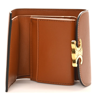 Celine Shiny Smooth Lambskin Small Triomphe Wallet Tan 5 of 9