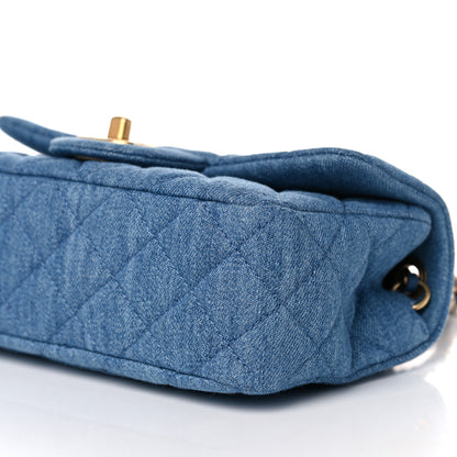Chanel Denim Quilted Mini Pearl Crush Rectangular Flap Blue 9 of 10