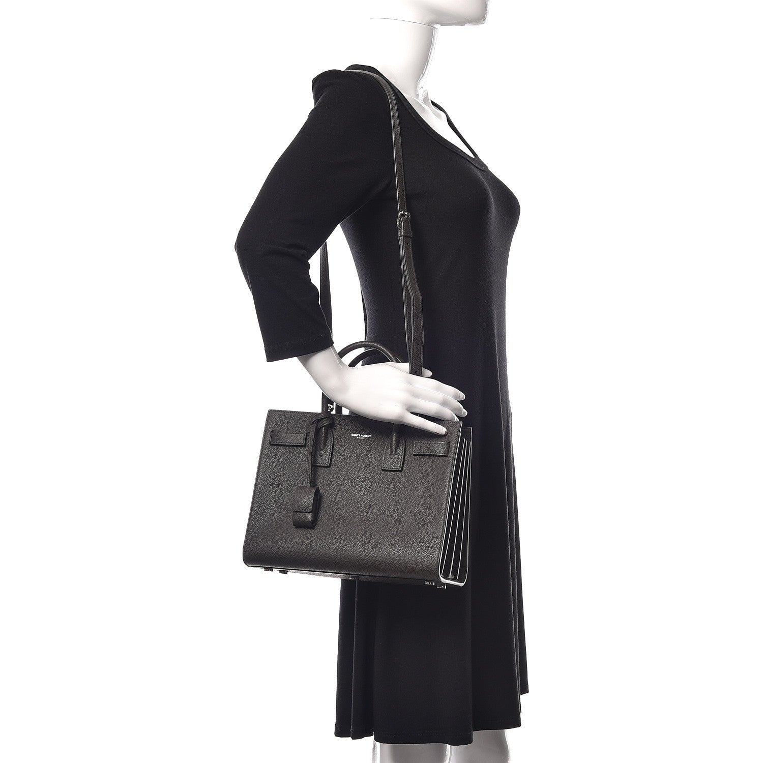 Saint Laurent Grained Calfskin Baby Sac De Jour Coal 2 of 10