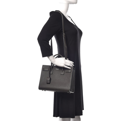 Saint Laurent Grained Calfskin Baby Sac De Jour Coal 2 of 9