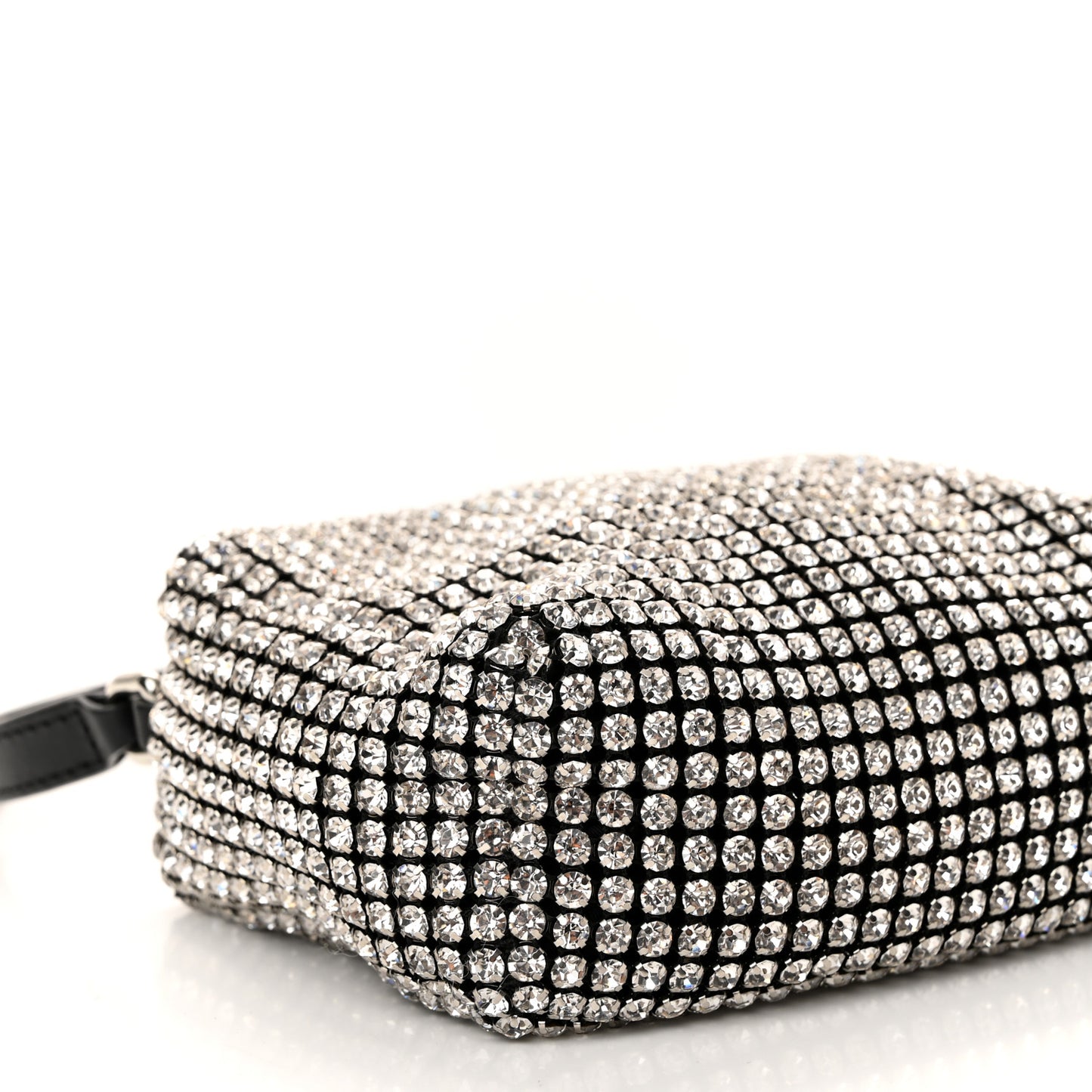 Mesh Crystal Rhinestone Mini Heiress Pouch Black Silver