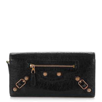 Balenciaga Agneau Giant 12 Rose Gold Hardware Money Wallet Black 1 of 7