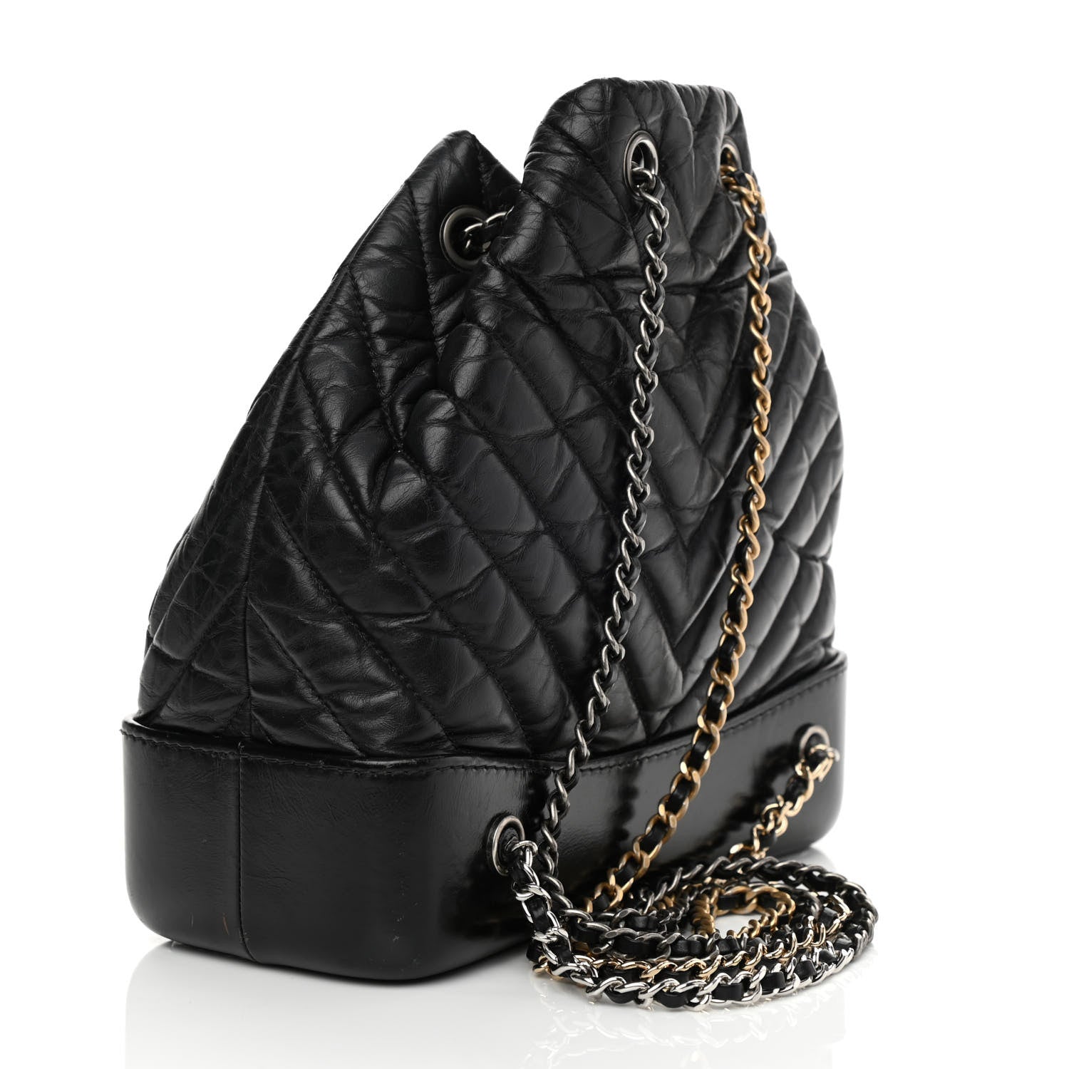 Chanel Aged Calfskin Chevron Quilted Small Gabrielle Backpack Black 3 of 9