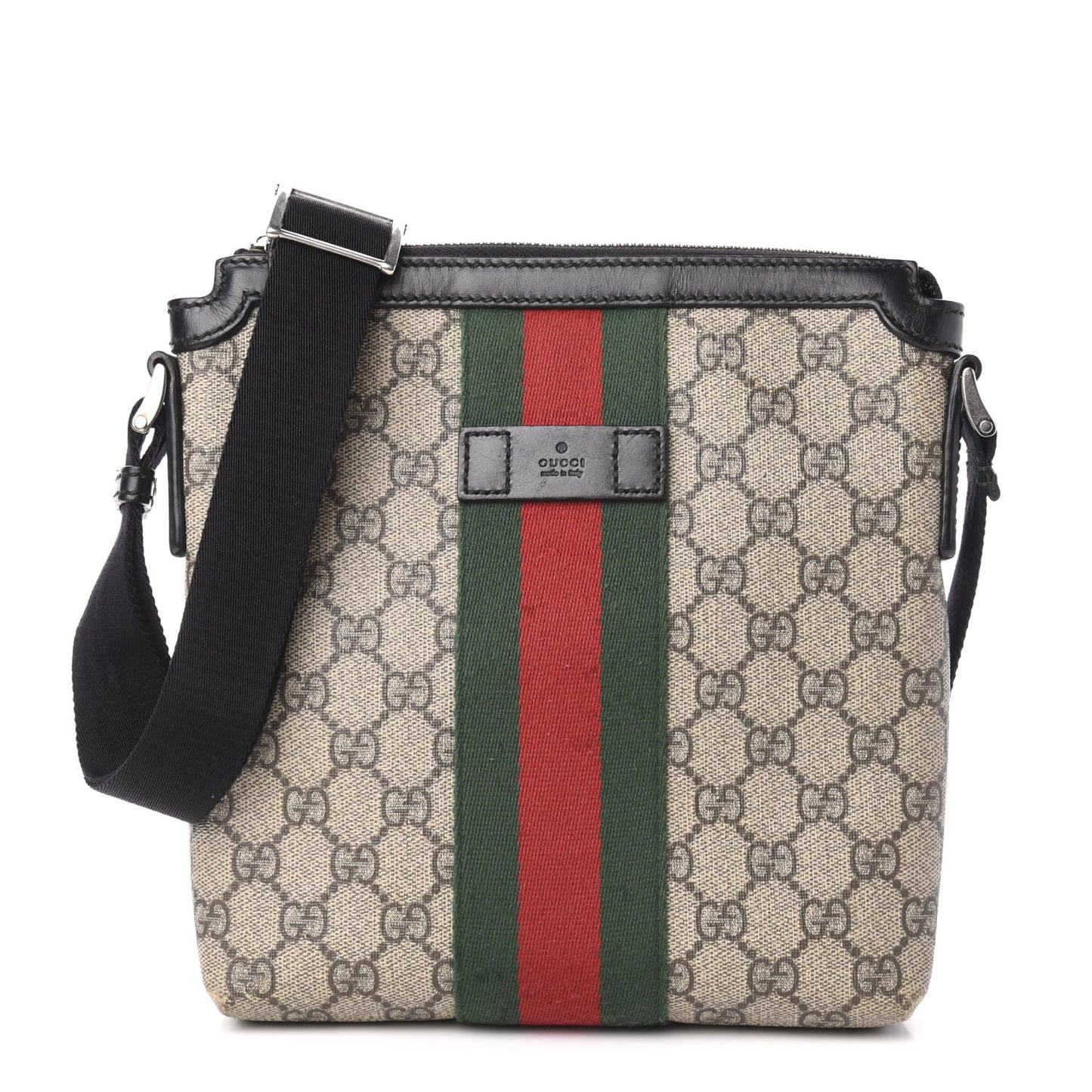 GG Supreme Monogram Web Messenger Bag Black