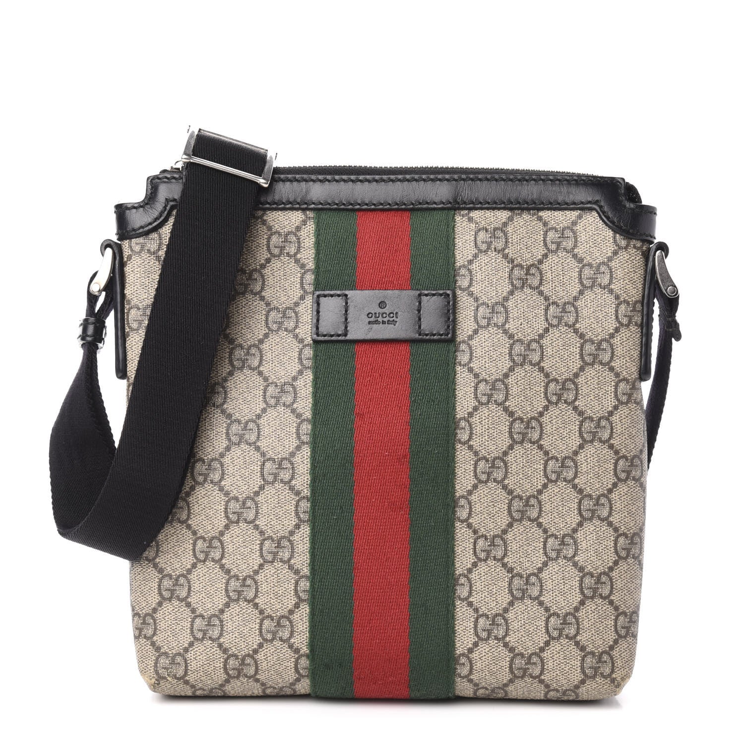Gucci GG Supreme Monogram Web Messenger Bag Black 1 of 17