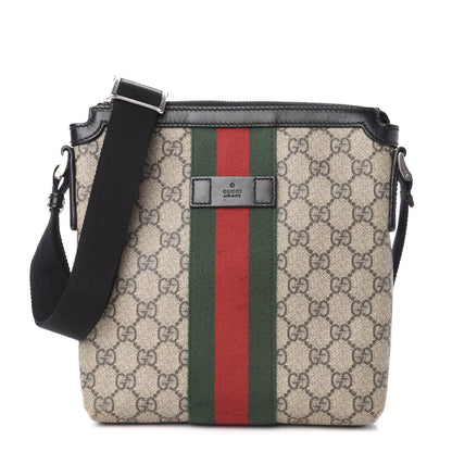 Gucci GG Supreme Monogram Web Messenger Bag Black 1 of 17