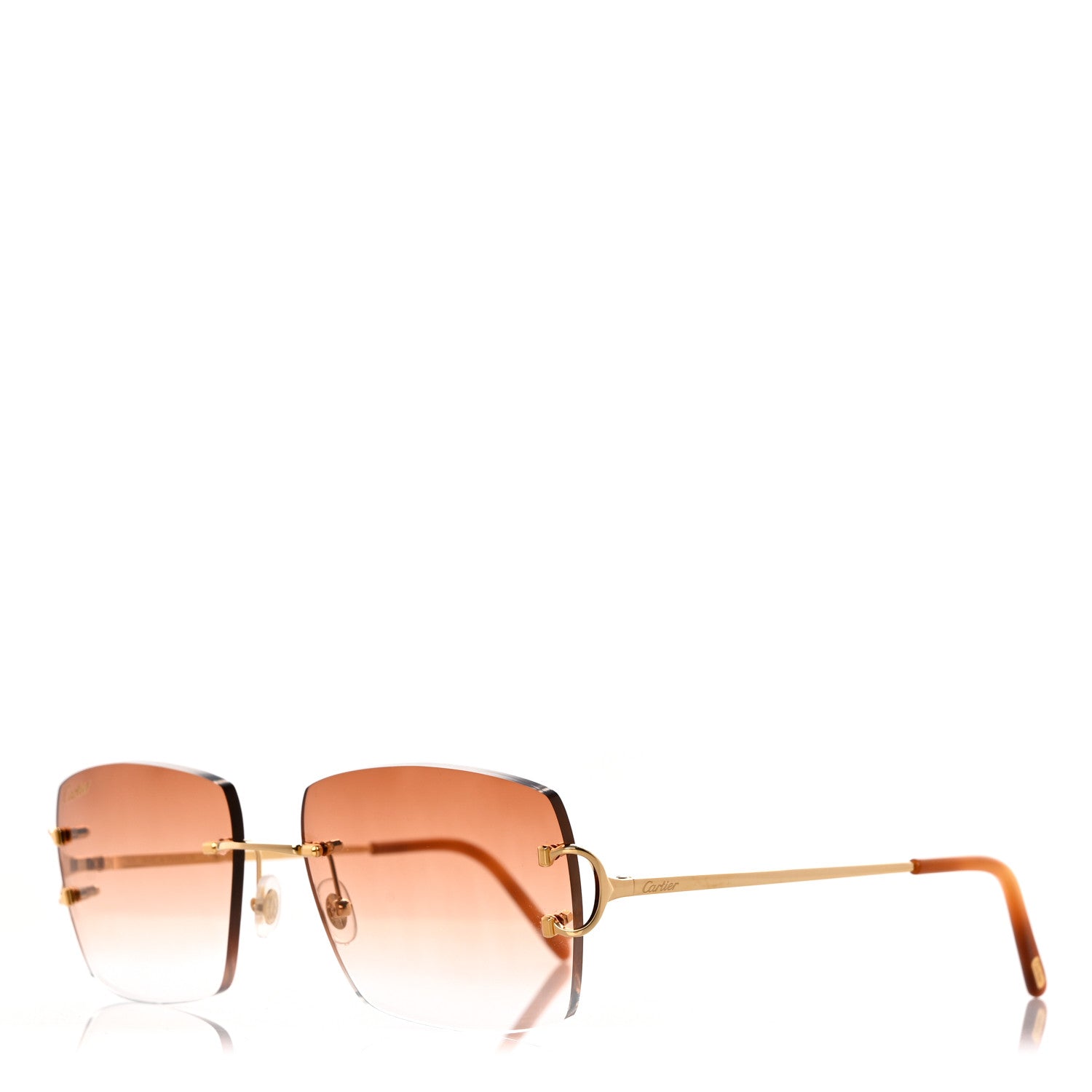 Cartier Metal C Decor 140 Square Sunglasses Gold Amber 1 of 8