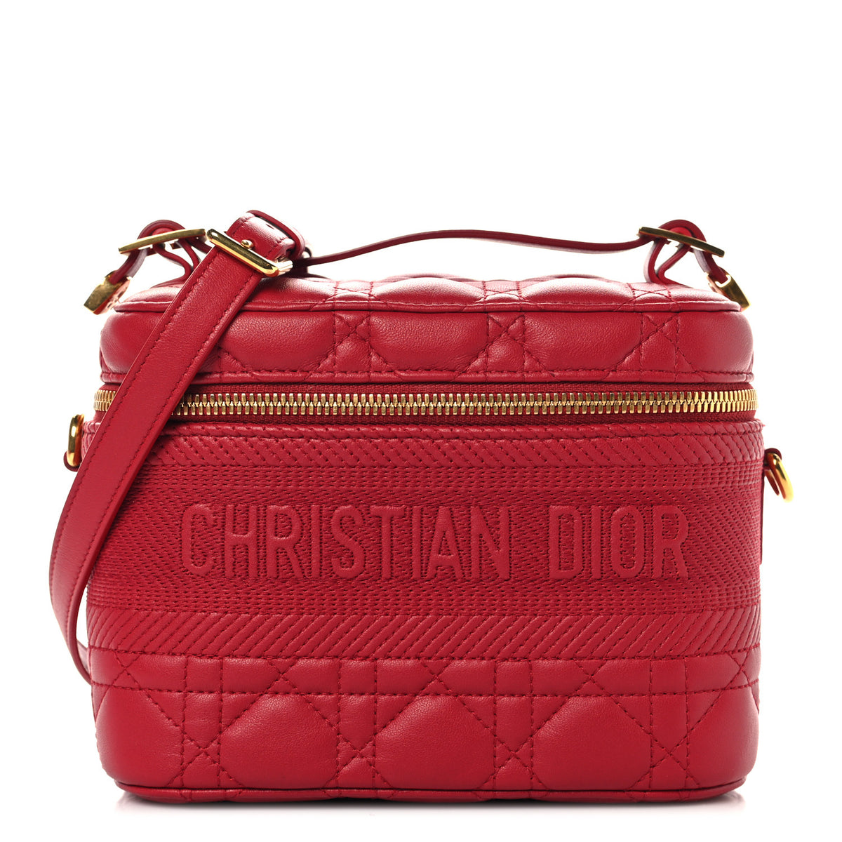 Lambskin Cannage Small Diortravel Vanity Case Red