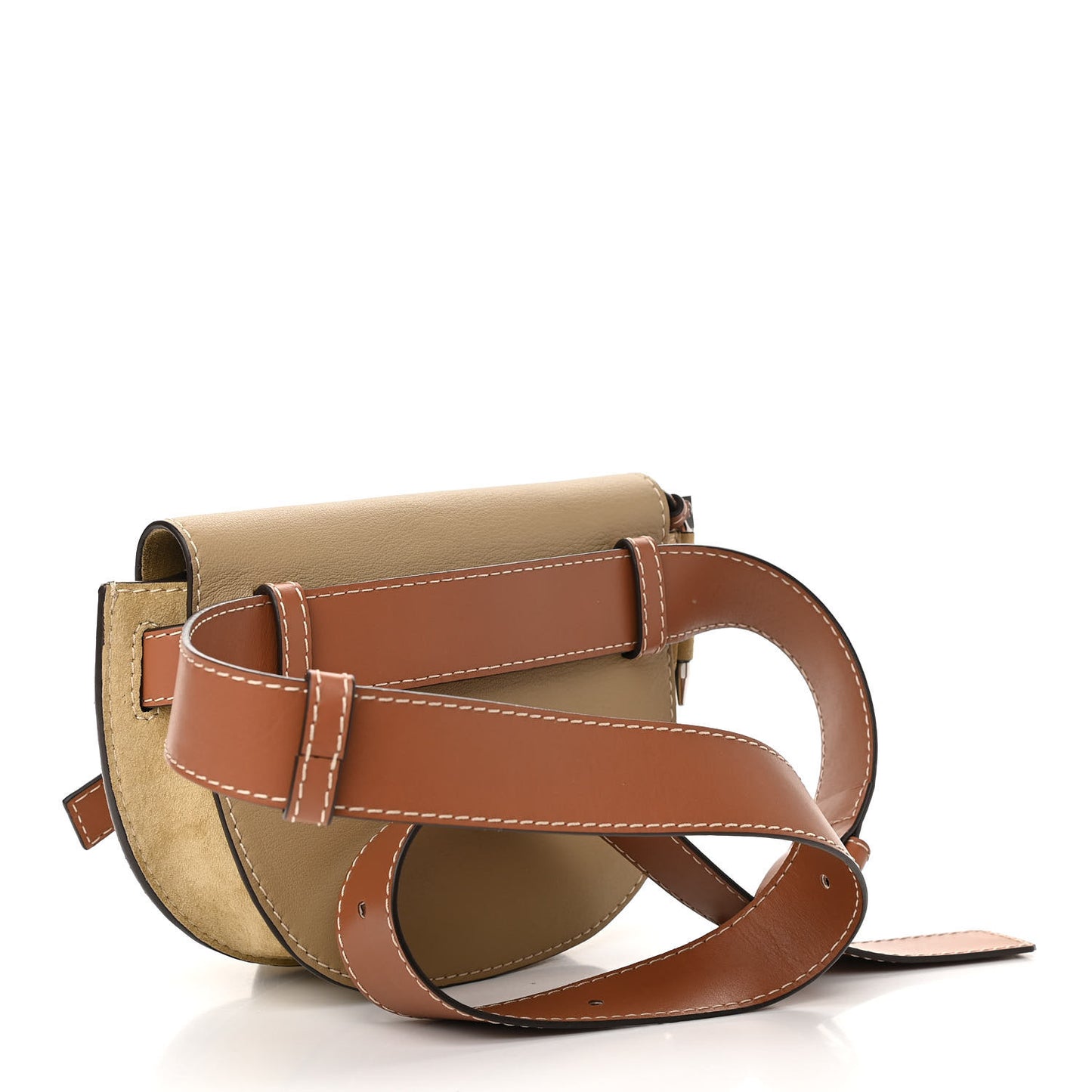 Calfskin Suede Mini Gate Belt Bag Gold Tan