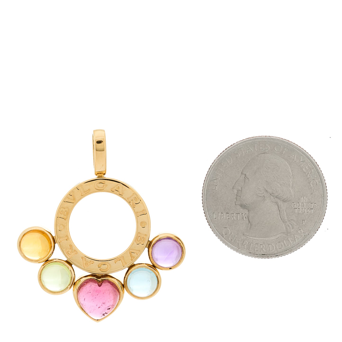 18K Yellow Gold Citrine Peridot Tourmaline Topaz Amethyst Allegra Pendant