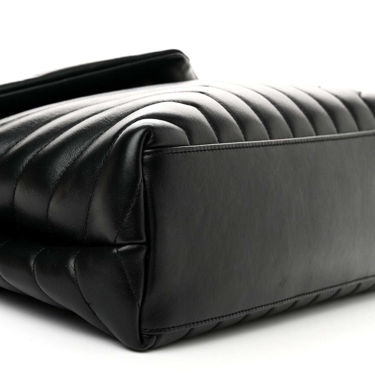 Calfskin Y Quilted Monogram Medium Loulou Chain Satchel Black