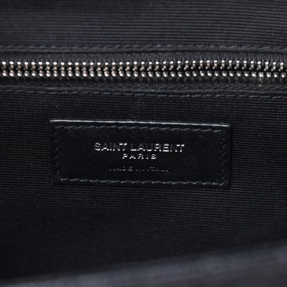 Saint Laurent Grain De Poudre Textured Mixed Matelasse Large Triquilt Monogram Satchel Black 6 of 9