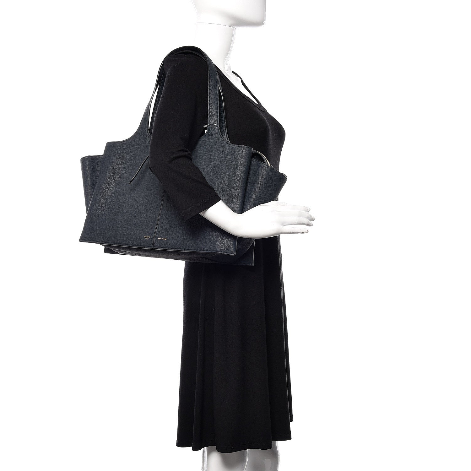 Celine Baby Grained Calfskin Medium Tri-Fold Bag Dark Sea 2 of 10