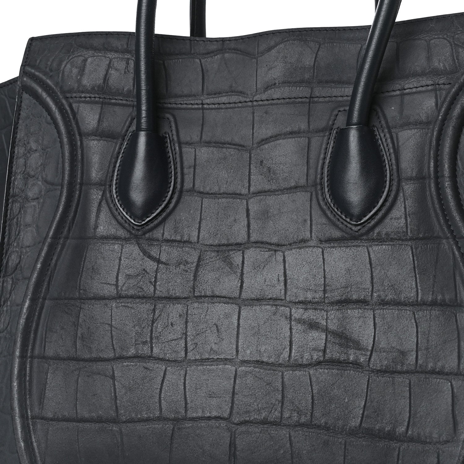 Celine Crocodile Embossed Calfskin Medium Phantom Luggage Navy Blue 14 of 14