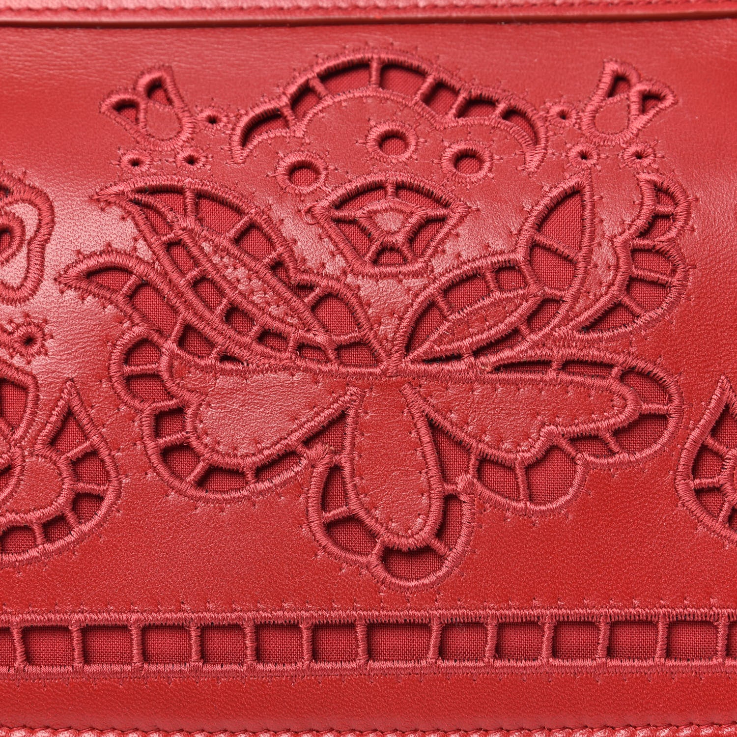 Dolce & Gabbana Lambskin Medium Embroidered Laser Cut Miss Sicily Satchel Red 11 of 14