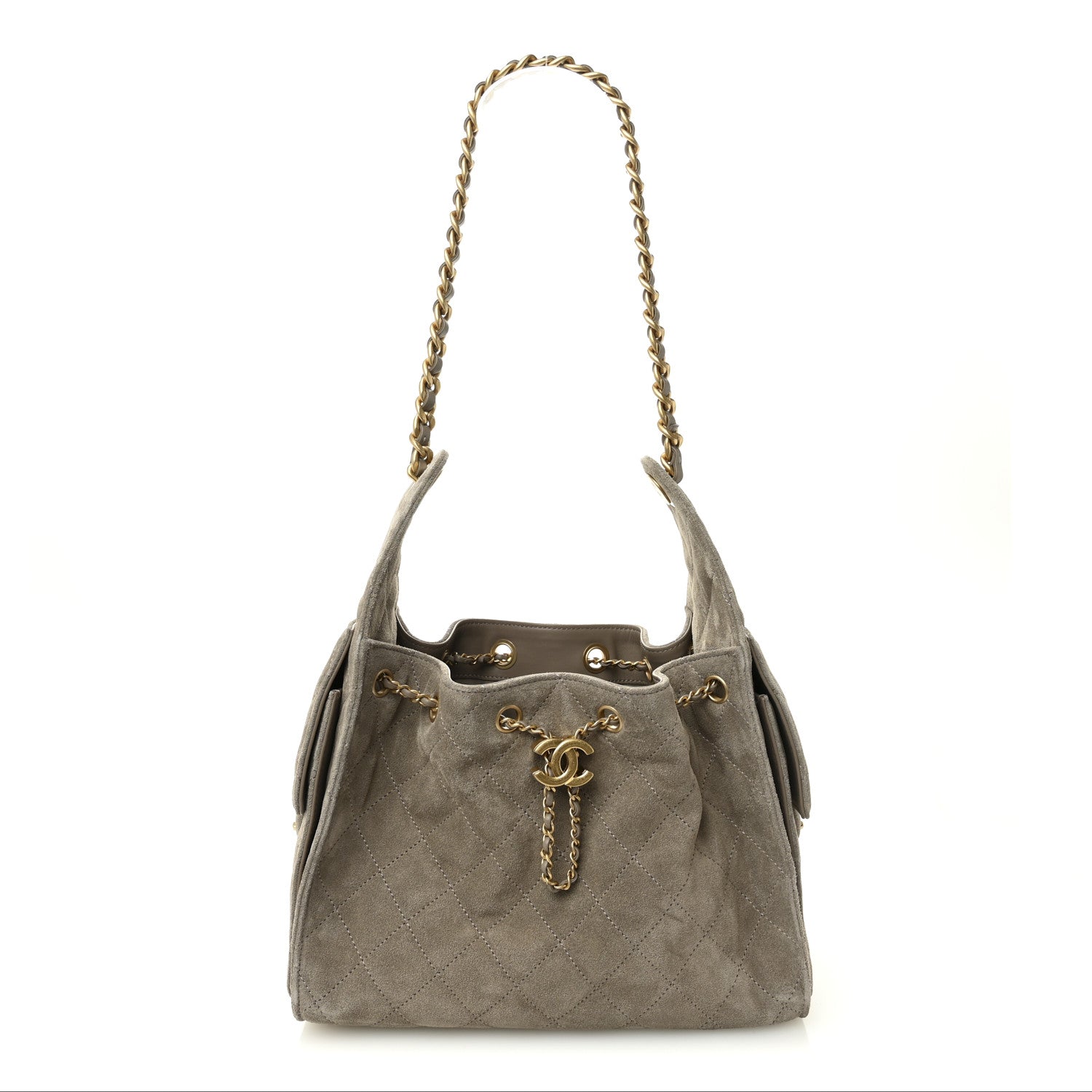 Chanel Suede Quilted Small Chanel 25 Handbag Dark Grey 1 of 12