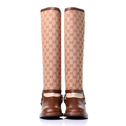 Gucci GG Monogram Calfskin Lola Tall Boots 37.5 Beige Ruggine Cuir 2 of 11